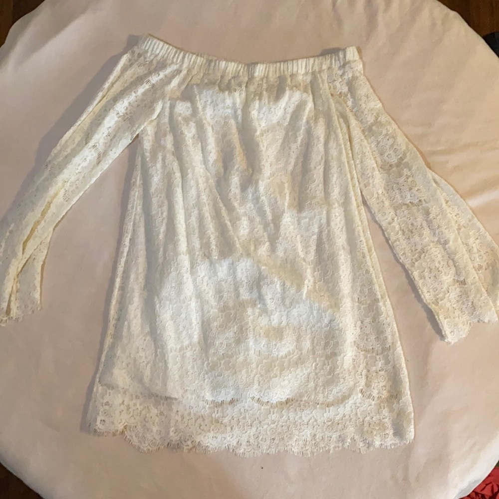 White Laced Off Shoulder Dress